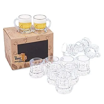 Mini Plastic Beer Mug Shot Glasses With Handles For Party 2.16 Tall 2 Oz 12Set • $16.64