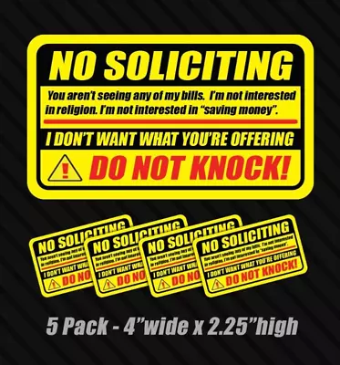 5x No Soliciting Sticker Window Office Store Label Decal Business No Knocking • $4.99