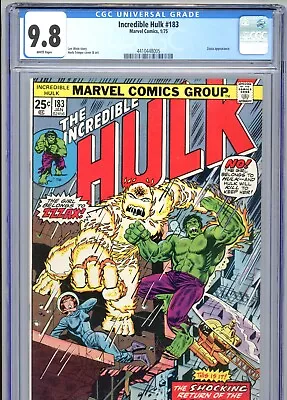 Incredible Hulk #183 CGC 9.8 White Pages Trimpe Cover & Art Marvel Comics 1975 • $2000