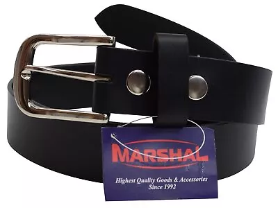 Marshal Casual Belt 1.5  Wide Top Grain Genuine Leather Silver Buckle New • $15.99