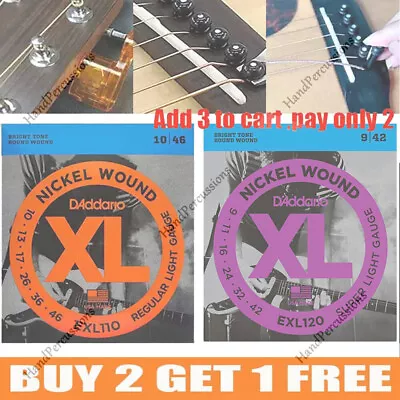 For D'addario EXL110（10-46） EXL120（9-42）Electric Guitar Strings Gauge • $11.99