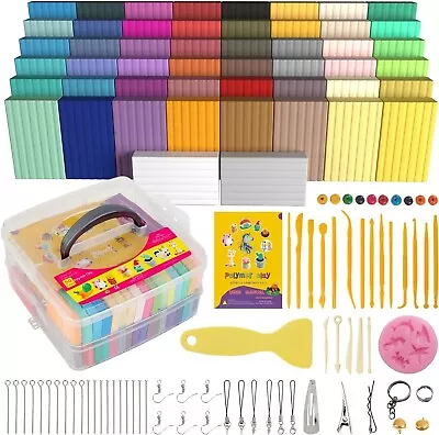 Polymer Clay 50 Colors Modeling Clay For Kids DIY Starter Kits Oven Baked Mode • $39.99