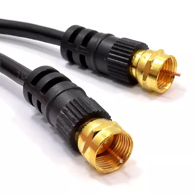 3m Satellite F Screw Type Connector Sky/Cable/TV Black Video Aerial Lead GOLD • £3.28