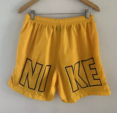 Vintage Nike Shorts Yellow Embroidered Swoosh Medium Swim Running Jordan 90s OG • $25