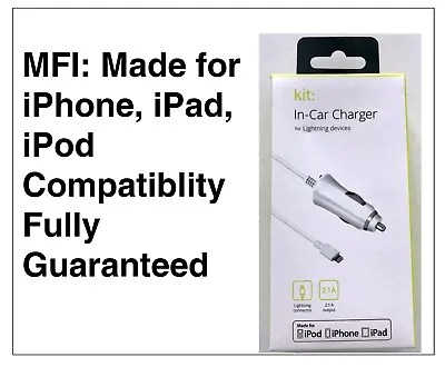 Kit 2.1A Lightning Fast Car Charger For IPhone 7 8 X 11 12 13 14 MFi-Certified • £9.99