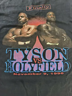 Vintage Mike Tyson VS Evander Holyfield Cotton Black Men All Size T-Shirt V546 • $20.99