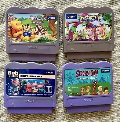 VTech V Smile Lot Of 4 Learning Educational System Video Games Pooh Scooby + • $10