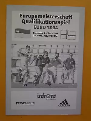 £3.49 • Buy European Championship 2004 Qualifier - Leichtenstein V England - 29th March 2003