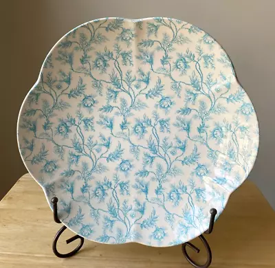 SPODE ROSEBUD CHINTZ BLUE 11  Scalloped Bowl - England - VGUC • $45