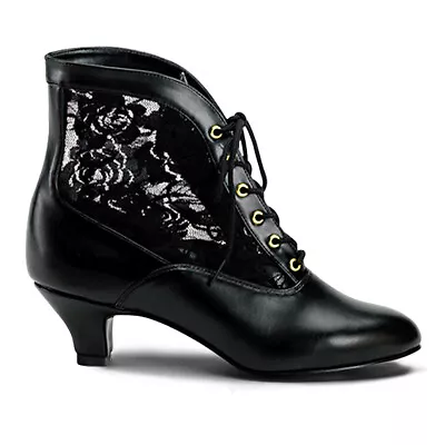 2  Black Lace Up Victorian Steampunk Costume Ankle Booties Womans Shoes 10 11 12 • $62.95