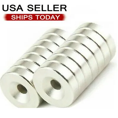 25 50 100 Strong Magnets Countersunk Ring Rare Earth Neodymium 4mm Hole • $13.99