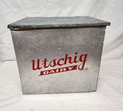 Vintage UTSCHING Dairy Delivery Metal Insulated Porch Milk Box Farm Appleton WI • $68