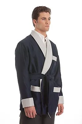 Mens Smoking Jacket - Navy / Satin Fully Lined • $49.99