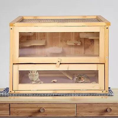 VILOBOS 2 Layer Wood Hamster Cage Small Animal Pet House Mouse Mice Rats Habitat • $74.99