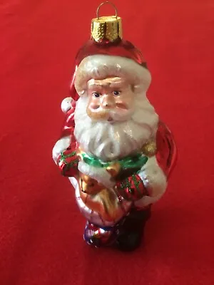 Vintage 2000 Brass Key SANTA CLAUS Glass Christmas Ornament  VERY GOOD Condition • $13.29