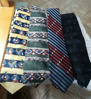 Mixed Lot Of 4 Ties Mickey Unlimited Loosen Up Van Heusen Unmarked • $12.25