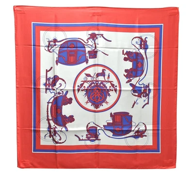$231.20 • Buy Authentic HERMES Carre 90 Scarf  EX LIBRIS  Silk Red 8210C