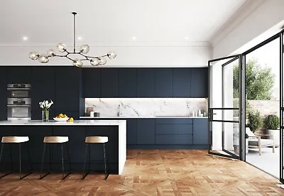 NEW HANDLELESS MATT INDIGO DARK BLUE Italian Replacement Kitchen Door & Drawers  • £47.19