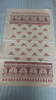 Vintage Linen KITCHEN TOWEL Brown Hearts & Sheaves Of Wheat On Cream • $6