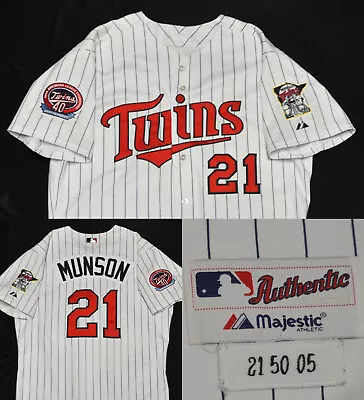 Eric Munson #21 Minnesota Twins Majestic Jersey 40th Patch Team Issue Men 2005 • $149.99