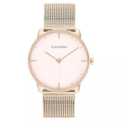 Calvin Klein Carnation Gold Mesh Blush Dial Unisex Watch - 25200158 • $246