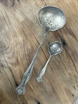 Rogers Bros Fancy Shaped Soup Ladle And Spoon Set - 11”/5” Vintage Collectible • $4.25