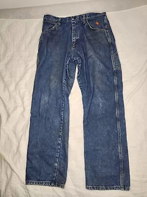 Wrangler Mens FR Flame Resistant Jeans Riggs Workwear Size 35x32 High Rise Denim • $5