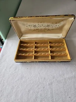 Vintage Mele Jewelry Travel Jewelry Box Green Velveteen Hard Case 60's • $12