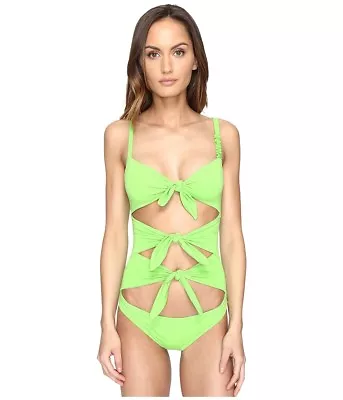 Moschino L13220 Womens Green Solid Tie Front Maillot Swimsuit Size US 38/Large • $187.50