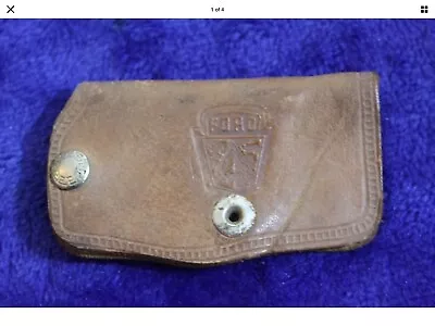 Vintage Leather Ford Crest Key Case Key Chain Accessory Galaxie FoMoCo Blue Oval • $25