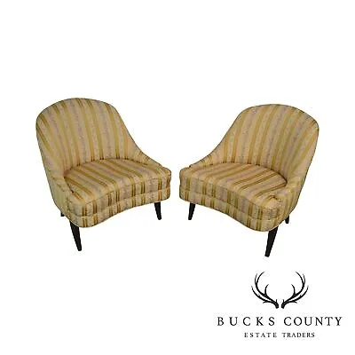 Mid Century Modern Petite Pair Slipper Lounge Chairs Wormley Dunbar Era • $2495