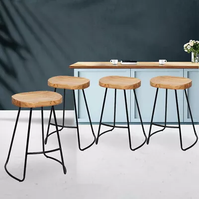 $324.95 • Buy 4 PCS Industrial Tractor Bar Stool Vintage Kitchen Chair Wooden Curve Seat Retro