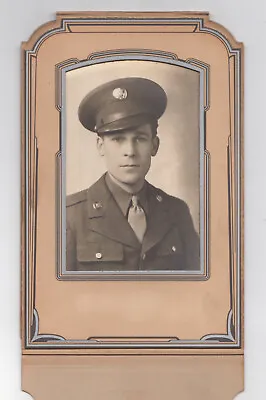 Vintage Photo Handsome Young Soldier Army Military Art Deco Frame 1940s - 50s • $8