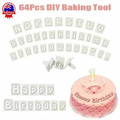 $10.99 • Buy 64Pcs/set Alphabet Cookie Cutter Number Letter Stamps Fondant Cookie Cake Mold