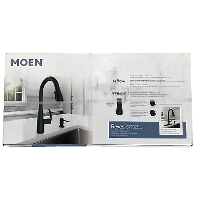 🆕 Moen 87932BL Reyes 1-Handle Pulldown Kitchen Faucet W Soap - Matte Black $296 • $97.97