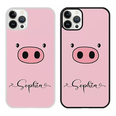 Personalised Name CUTE PIGGY FACE Phone Case For IPhone Samsung Kawaii Gift Idea • £6.79