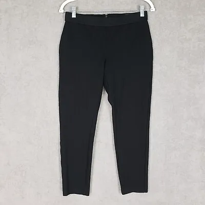 J Crew Pixie Ponte Knit Womens Crop Pants Size M Black Zip Back Stretch • $13.96