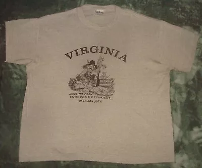 VTG 80s VIRGINIA MOONSHINE T SHIRT LARGE SINGLE STITCH BOOTLEGGING SMUGGLER USA • $49.99