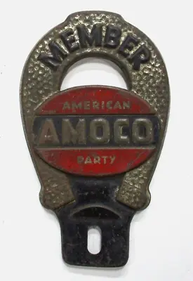 $19.50 • Buy 1940s 50s Vintage Amoco Oil Gas Station Advertising License Plate Topper