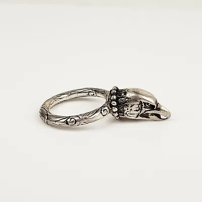 Gucci Aged Silver Ring With Eagle Head And  Anger Forest  Engraved 511853 0811 • $199.99