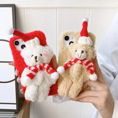 $15.88 • Buy For IPhone 14 Pro Max 13 12 11 X XR Merry Christmas Cute Fluffy Plush Phone Case