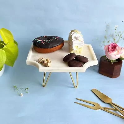 Leaf Shape Marble Pastry Stand Cup Cake Marble Birthday Anniversary Cake Stand • $120