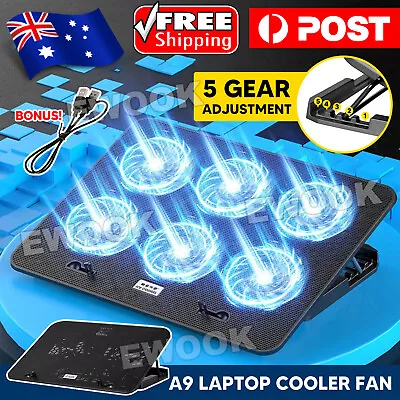 A9 Laptop Cooler (JS45.2) 5 Powerful Fan Table Stand For 12 -17  Laptop Blue LED • $24.85