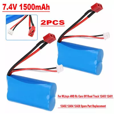 Universal 2PCS 7.4V 1500mAh Li-ion Battery T-Plug Charger For Wltoys 4WD RC Car • £14.92