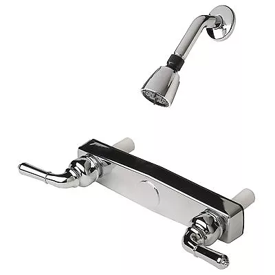 Mobile Home Two Handle 8  Shower Faucet Valve With Shower Head Chrome Finish • $44.95