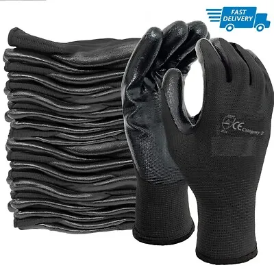 £8.95 • Buy 12, 24 Pairs Nylon PU Coated Safety Work Gloves Gardening Builders Mechanic Grip