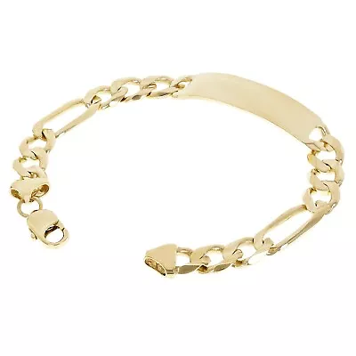 Men's 10k Yellow Gold Solid Figaro Link Chain ID Bracelet 7  10.1mm 20.2 Grams • $1010.49