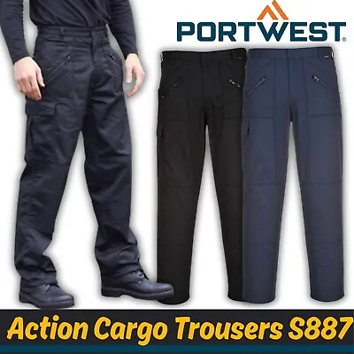 Portwest Classic Work Action Trousers Safety Cargo Pants Knee Pad Pockets S887 • £6.50