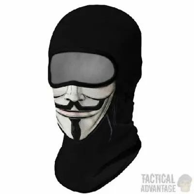 V For Vendetta Anonymous Black Balaclava Face Mask Hat Neck Guy Fawkes Hood • £7.95