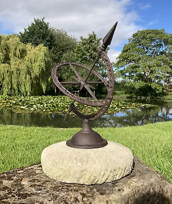 Garden Cast Iron Armillary Sundial On Stone Base Garden Ornament 🌞🌿 • £58